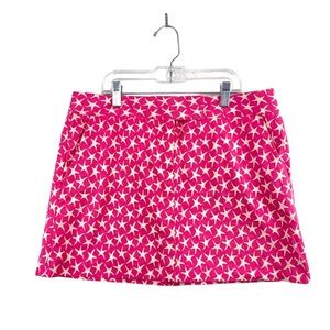 J Crew Starfish Print Pink And White  Mini Skirt Size 8